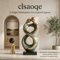 clsaoqe Abstract Couple Infinity Statue - Modern Gold and Antique Green Art Sculpture with Marble Base, Romantic Resin Figurine Home Decor Accent for Living Room, Bookshelf, Bedroom, Wedding & Anniversary Gift
