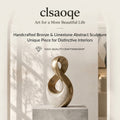 clsaoqe Modern Abstract Infinity Sculpture - Handcrafted Brushed Bronze & Textured Stone Accent Statue, Contemporary Tabletop Centerpiece for Living Room, Entryway, Office Decor