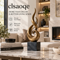clsaoqe Elegant Spiral Bronze Sculpture - 15.7" Modern Abstract Flame Art Statue with Natural Stone Base & Anti-Scratch Pads, Luxury Centerpiece Decor for Living Room, Office Desk, Entryway