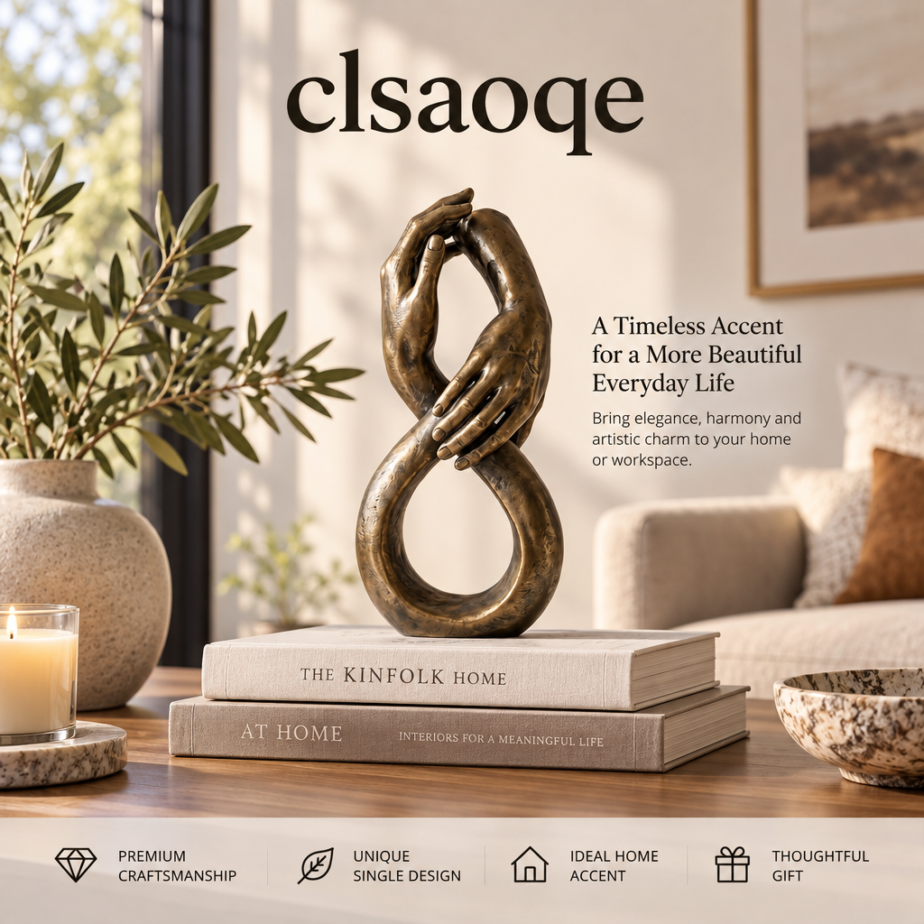 clsaoqe Infinity Holding Hands Sculpture - Modern Bronze Love Statue for Home Decor, Romantic Wedding & Anniversary Gift
