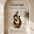 clsaoqe Artistic Bronze Sculpture - Modern Abstract Love & Family Statue, Hand-Cast Bronze Figurine Home Decor for Living Room, Office, Bookshelf, Mantel (11.8 Inch)