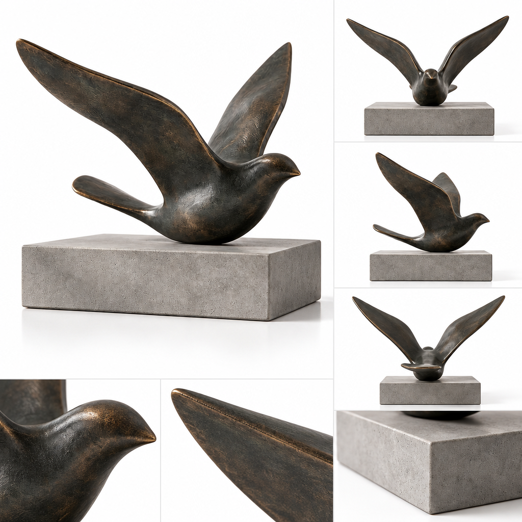 clsaoqe The Ethereal Wing Bronze Bird Sculpture - Modern Abstract Tabletop Decor & Statue for Living Room, Office & Bookshelf