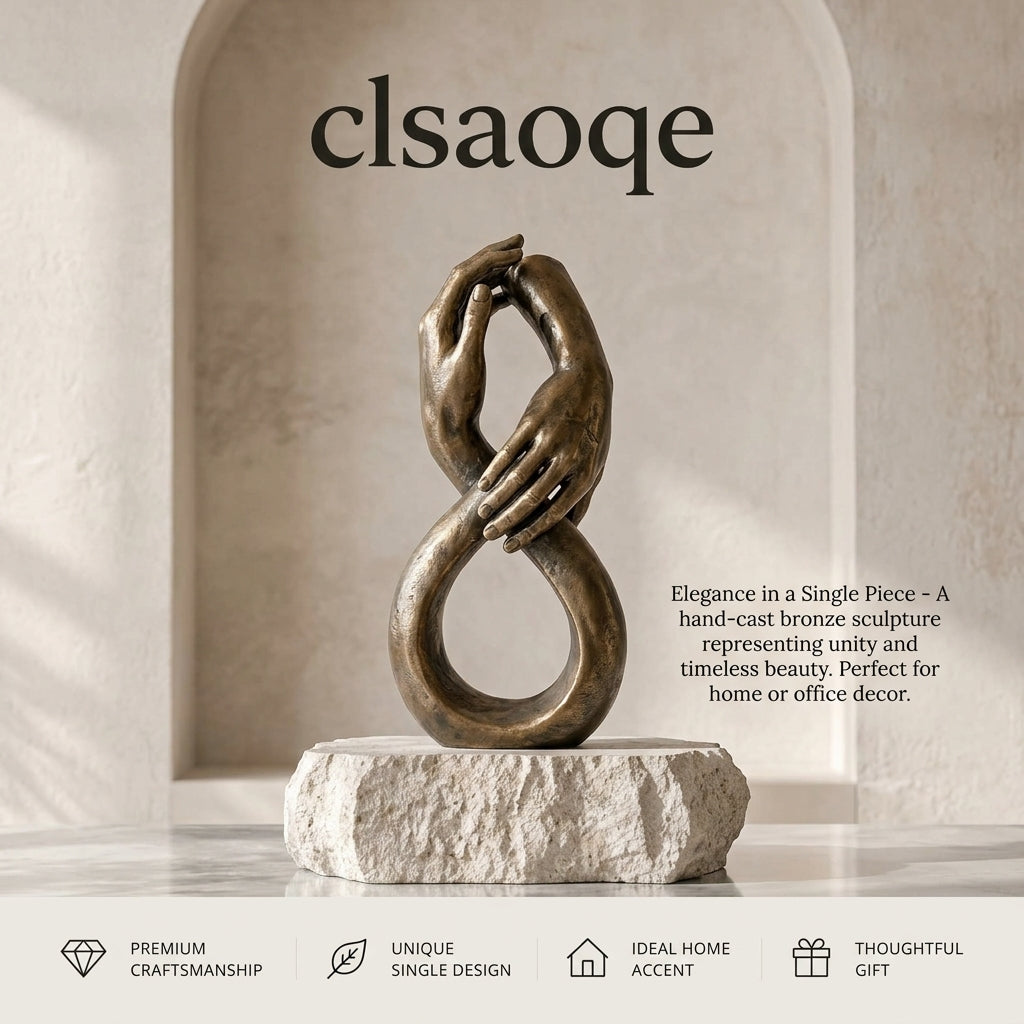 clsaoqe Infinity Holding Hands Sculpture - Modern Bronze Love Statue for Home Decor, Romantic Wedding & Anniversary Gift